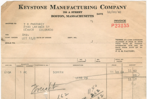 Invoice from Keystone Manufacturing Company (ddr-densho-319-515)