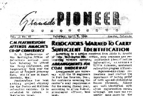 Granada Pioneer Vol. II No. 45 (April 8, 1944) (ddr-densho-147-158)