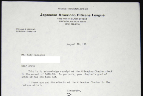 Letter to Andy Hasegawa from William Yoshino (ddr-chijacl-1-594)
