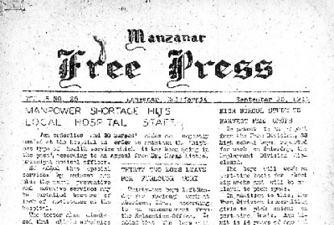 Manzanar Free Press Vol. 6 No. 25 (September 20, 1944) (ddr-densho-125-273)