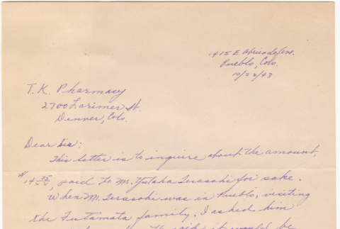 Letter sent to T.K. Pharmacy (ddr-densho-319-551)