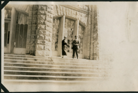 Couple stand in front of Vista House (ddr-densho-359-531)