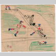 Drawing of a baseball player on first base (ddr-densho-483-80)