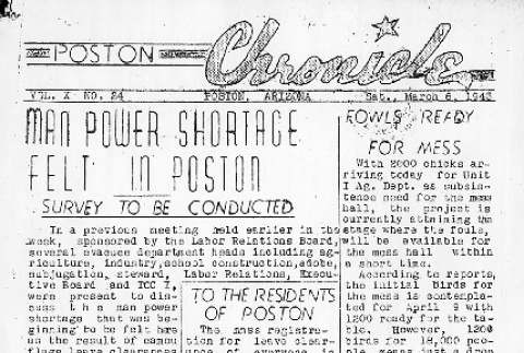 Poston Chronicle Vol. X No. 24 (March 6, 1943) (ddr-densho-145-256)