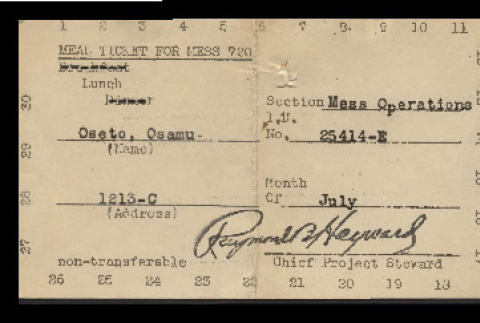 Meal ticket for mess 720 (ddr-csujad-55-1898)