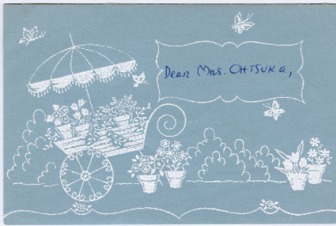 Card from Mary T. Okada (Mary Mon Toy) to Mrs. Ohtsuka (ddr-densho-488-30)