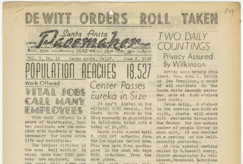 Santa Anita Pacemaker: Vol. 1, No. 13 (June 2, 1942) (ddr-janm-5-13)