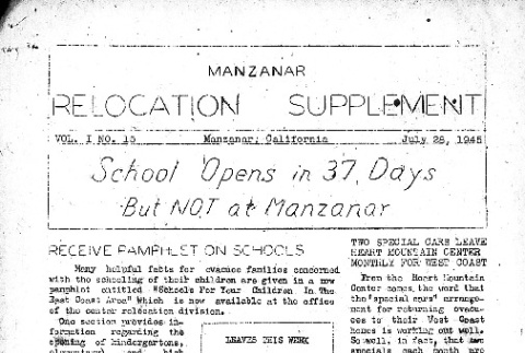 Manzanar Free Press Relocation Supplement Vol. 1 No. 15 (July 28, 1945) (ddr-densho-125-383)
