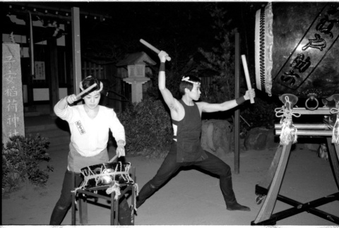 Kenny and Chizuko performing taiko (ddr-densho-1007-1212)