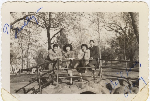 Photograph (from left to right) of Kim Nagano, Micky Nagano, Mary Murakami, and Fred Nishi (ddr-janm-1-126)