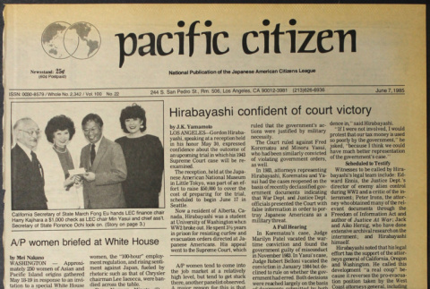 Pacific Citizen, Vol. 100 No. 22 (June 7, 1985) (ddr-pc-57-22)