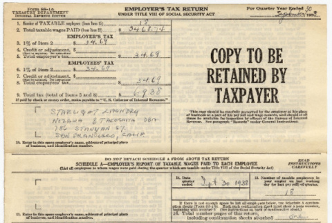 Employer's Tax Return for 3rd quarter 1938 (ddr-densho-423-261)