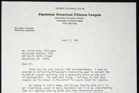 Letter to Allan Hida from Bill Yoshino (ddr-chijacl-1-627)