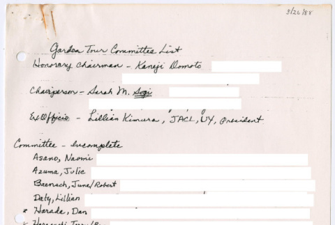 Garden Tour Committee List (ddr-densho-377-3061)