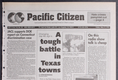 Pacific Citizen, Vol. 116, No. 20 (May 21, 1993) (ddr-pc-65-20)