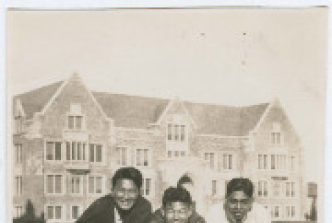 Three men on University of Washington campus (ddr-densho-383-401)