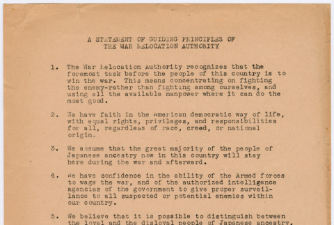 Guiding principles of the War Relocation Authority (ddr-densho-381-41)