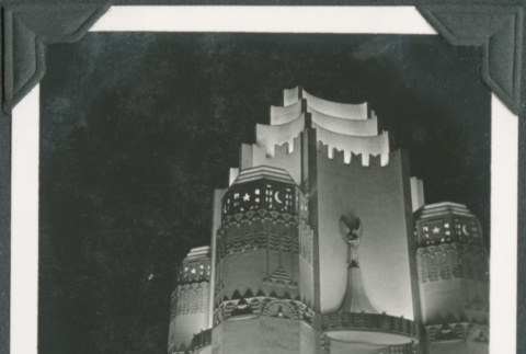 Night view of a building at the Golden Gate International Exposition (ddr-densho-300-182)
