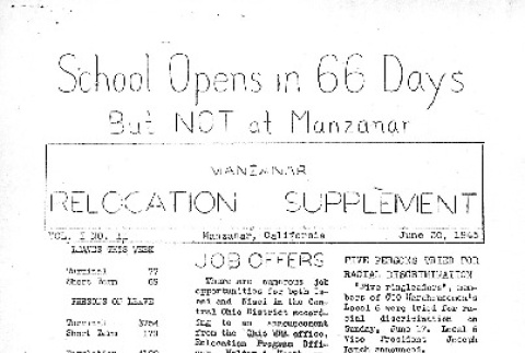 Manzanar Free Press Relocation Supplement Vol. 1 No. 11 (June 30, 1945) (ddr-densho-125-378)