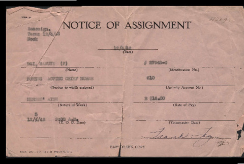 Notice of assignment, WRA-21, Haruye Doi (ddr-csujad-55-1634)