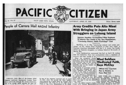 The Pacific Citizen, Vol. 22 No. 17 (April 27, 1946) (ddr-pc-18-17)