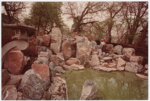 Rock feature bordering pond (ddr-densho-377-2319)