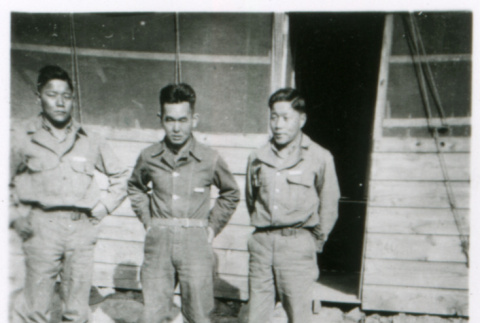 Three soldiers outdoors (ddr-densho-1007-869)