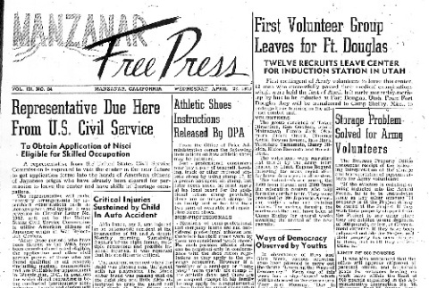 Manzanar Free Press Vol. III No. 34 (April 28, 1943) (ddr-densho-125-126)