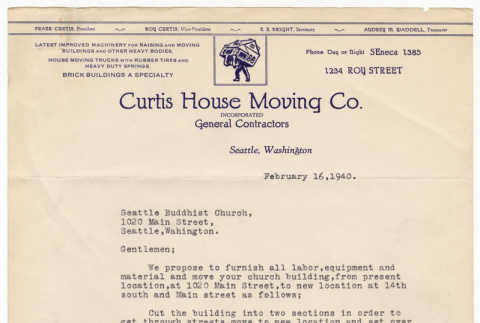 Letter from Frank Curtis to Seattle Buddhist Church (ddr-sbbt-4-7)