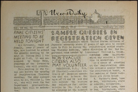 Topaz Times Vol. II No. 34 (February 10, 1943) (ddr-densho-142-97)
