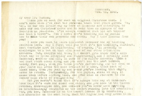 Letter to Dr. Barnum from Mary Jean Kramer Spallino (ddr-manz-8-1)