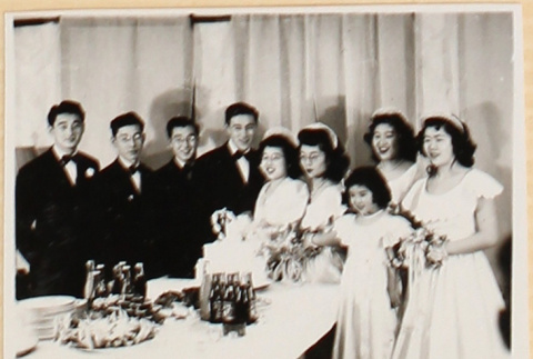 Bride and groom with wedding party (ddr-densho-522-45)