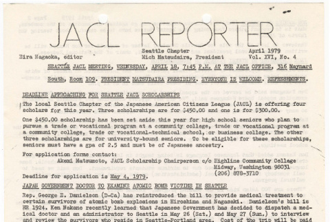 Seattle Chapter, JACL Reporter, Vol. XVI, No. 4, April 1979 (ddr-sjacl-1-278)