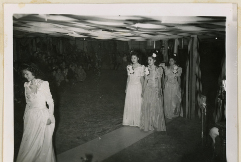 Harvest festival queen and attendants at a ball (ddr-densho-37-1215)