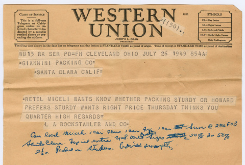 Telegram from LA Bockstahler and Co. (ddr-densho-501-151)