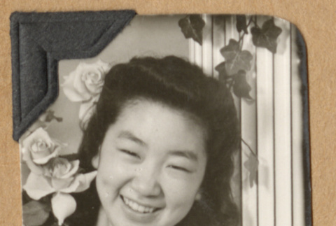 Portrait of a girl with flowers (ddr-densho-542-201)