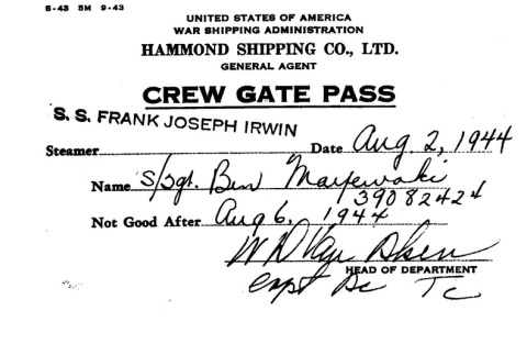 Crew Gate Pass, Hammond Shipping Co. (ddr-densho-563-23)