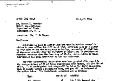 Letters and lists related to repatriation of Japanese civilians to Hawaii (ddr-densho-564-6)