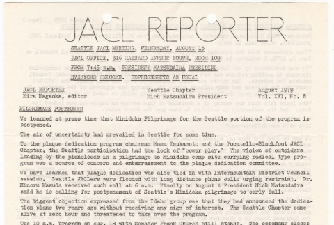 Seattle Chapter, JACL Reporter, Vol. XVI, No. 8, August 1979 (ddr-sjacl-1-382)