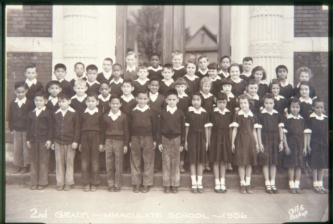 Group of boys and girls standing outside building (ddr-densho-330-148)
