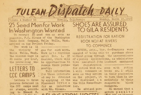 Tulean Dispatch Vol. 4 No. 95 (March 15, 1943) (ddr-densho-65-177)