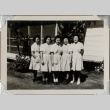 Five women in matching white uniforms (ddr-densho-587-34)
