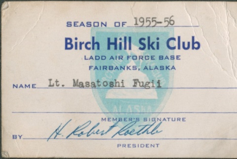 Member card for Birch Hill Ski Club, Ladd Air Force Base (ddr-densho-321-315)