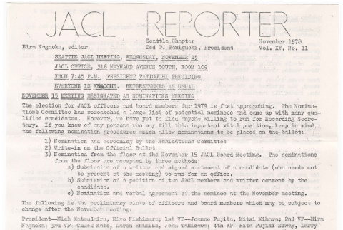 Seattle Chapter, JACL Reporter, Vol. XV, No. 11, November 1978 (ddr-sjacl-1-218)
