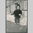 Toddler in snowsuit in snow (ddr-densho-523-192)