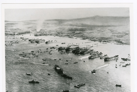 Naval invasion armada off the coast of Okinawa (ddr-densho-1007-119)
