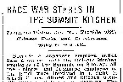 Race War Starts in the Summit Kitchen. Japanese Dishwasher Has Trouble With Chinese Cooks and Countrymen Rally to His Aid. (December 19, 1906) (ddr-densho-56-70)
