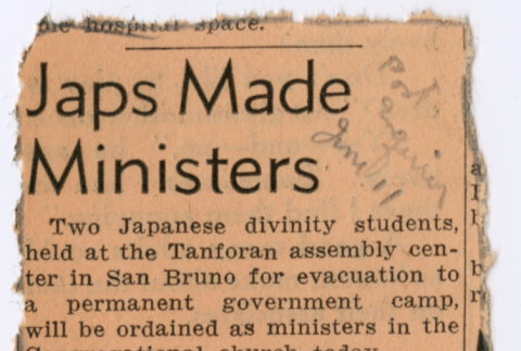 Clipping- Japs Made Ministers (ddr-densho-498-23)