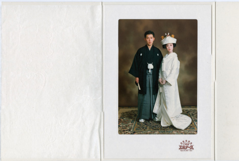 Folded photo holder with wedding picture (ddr-densho-426-1367)