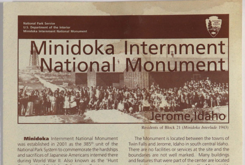 Flyer from Minidoka Internment National Monument (ddr-densho-408-11)